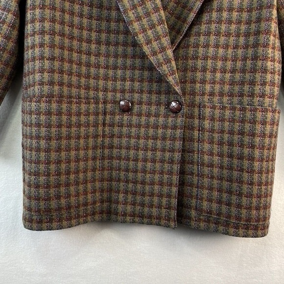 Vintage Giorgio Sant' Angelo Women 10 Ingle Plaid Wool Blazer Made in Yugoslavia - Picture 3 of 11